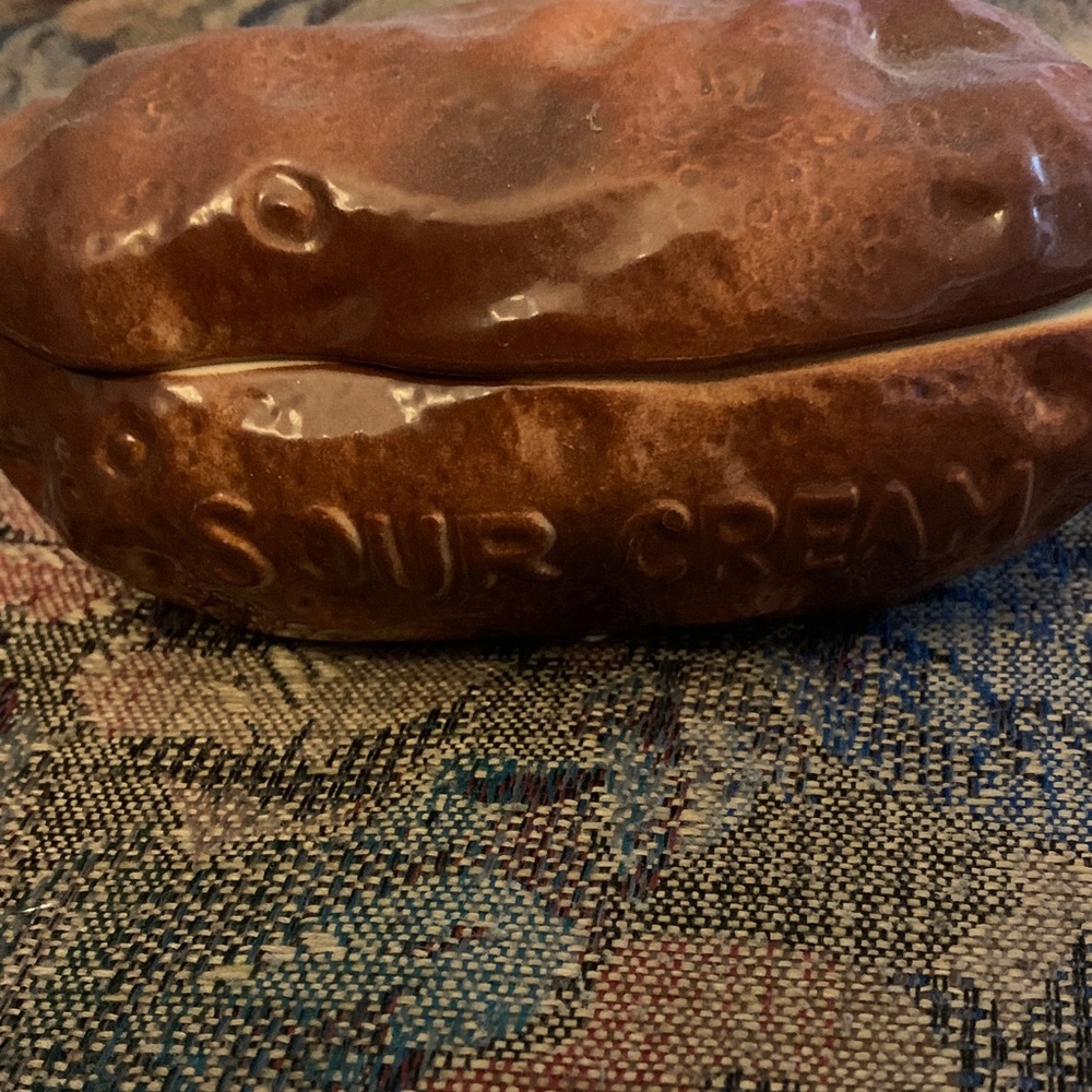 Vintage Brown Ceramic Potato sour cream dish